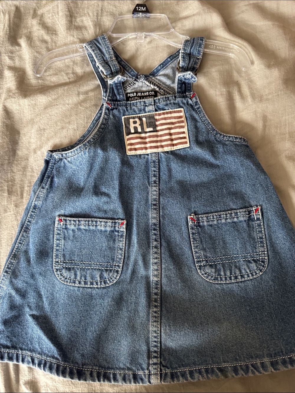 Vintage Ralph Lauren Overalls Dress with 2 Front Pockets - Picture 4 of 4
